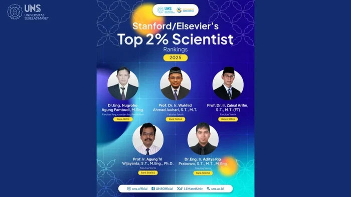 5 Dosen UNS Masuk Daftar 2% Peneliti Dunia Versi Stanford/Elsevier