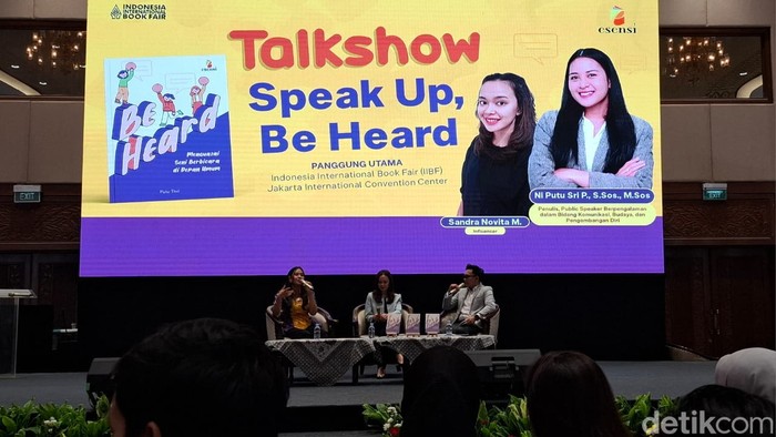 Bedah buku Be Heard di Indonesia International Book Fair (IIBF) 2025, JICC Senayan, Kamis (25/9/2025).