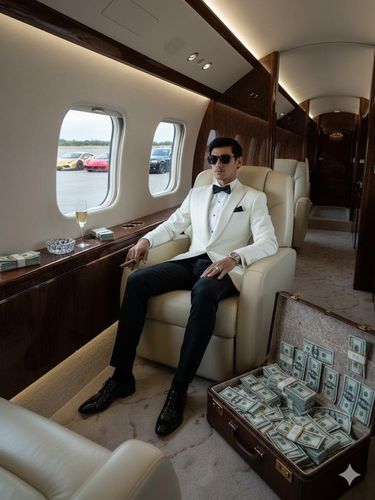 Hasil Gemini AI membuat gambar Miliarder di Dalam Jet Pribadi. (Gemini AI)