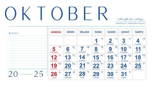 Kalender Oktober 2025.