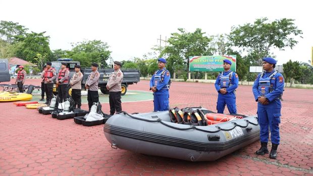 Polres Rokan Hilir apel kesiapsiagaan bencana banjir, Kamis (25/9/2025).