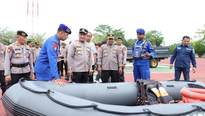 Polres Rokan Hilir apel kesiapsiagaan bencana banjir, Kamis (25/9/2025).