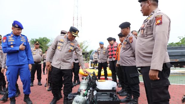 Polres Rokan Hilir apel kesiapsiagaan bencana banjir, Kamis (25/9/2025).