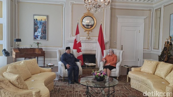 Presiden Prabowo Subianto diterima Gubernur Jenderal Kanada, Mary May Simon di Rideau Hall, Ottawa, Kanada. (Rolando/detikcom)