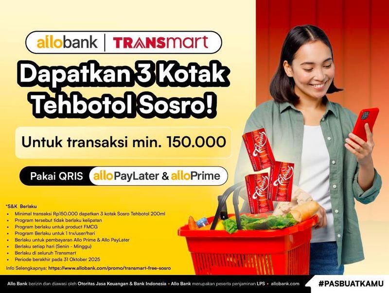 Promo Transmart gratis Teh Botol Sosro