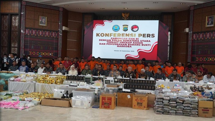 BNN dan Polri merilis kasus narkoba di Sumut