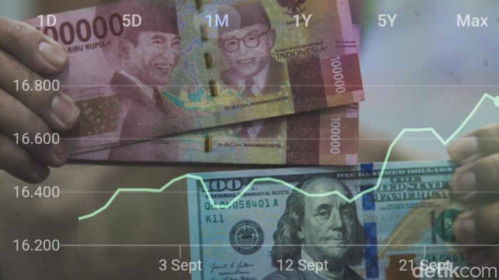 Petugas menata mata uang Rupiah dan Dolar AS di penukaran valas di Jakarta, Jumat (26/9/2025). Dikutip dari data Bloomberg, Jumat (26/9), dolar AS dibuka di Rp 16.745. Kemudian sekitar pukul 09.10, dolar AS naik ke posisi Rp 16.789. Dolar AS naik 40,00 poin atau 0,24%.