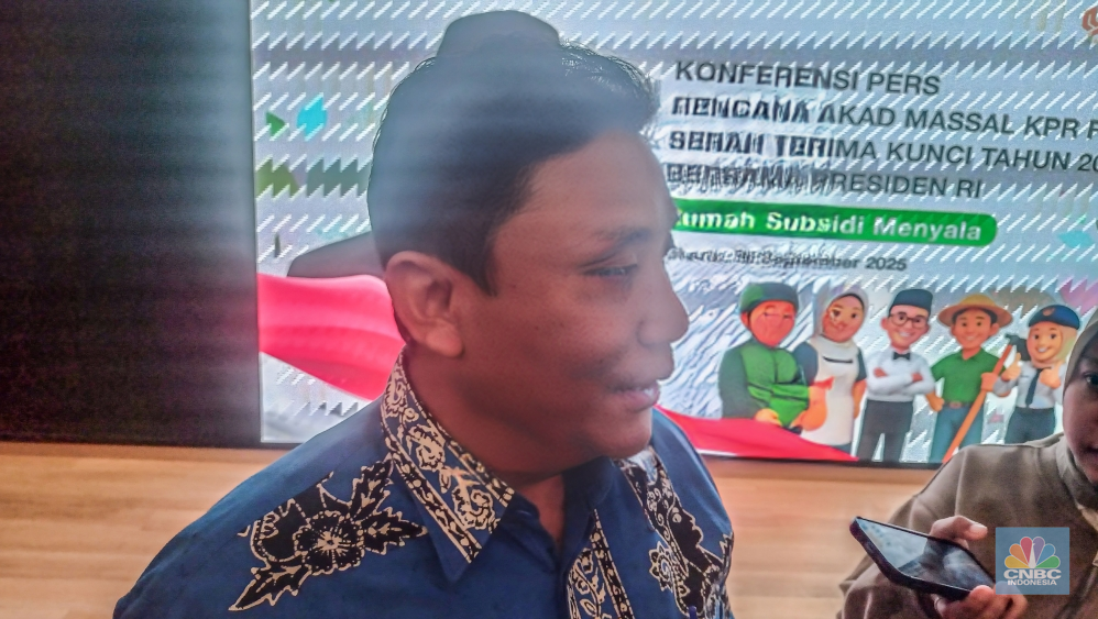 Komisioner BP Tapera, Heru Pudyo Nugroho saat memberikan keterangan di Menara Mandiri, Jumat (26/9/2025). (CNBC Indonesia/Ferry Sandi)