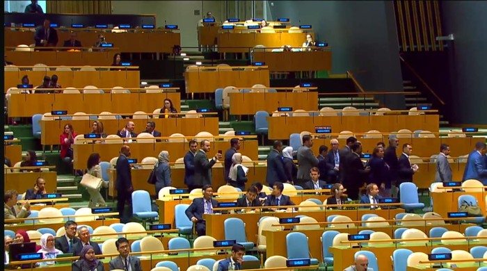 PM Israel Benjamin Netanyahu pidato di PBB. Delagasi ramai-ramai walk out.