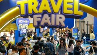 Pengunjung memadati hari pertama Travel Fair 2025 di Gandaria City, Jakarta, Jumat (26/9/2025).  