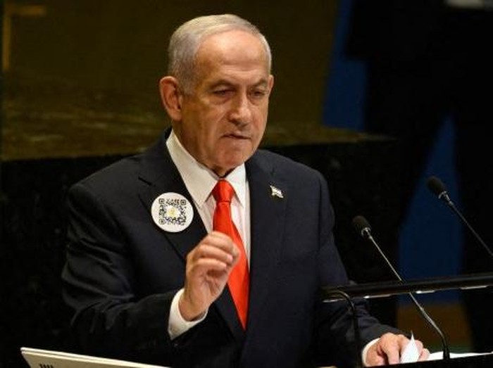 NEW YORK, NEW YORK - SEPTEMBER 26: Prime Minister of Israel Benjamin Netanyahu speaks at the 80th session of The United Nations General Assembly (UNGA) on September 26, 2025 in New York City. This years theme for the annual global meeting is:Better together: 80 years and more for peace, development and human rights.   Alexi J. Rosenfeld/Getty Images/AFP (Photo by Alexi J. Rosenfeld / GETTY IMAGES NORTH AMERICA / Getty Images via AFP)