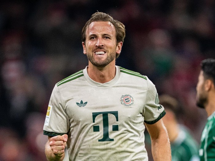 Harry Kane merayakan gol ke gawang Werder Bremen