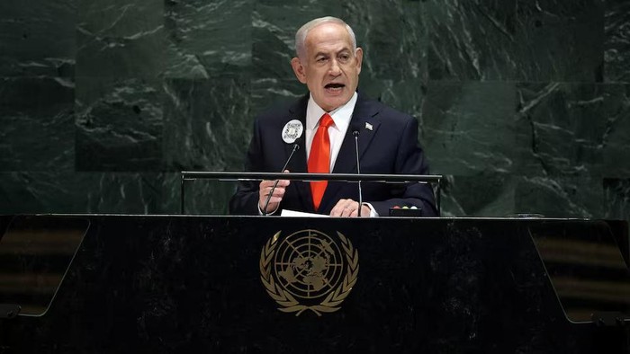Israeli Prime Minister Benjamin Netanyahu addresses the 80th United Nations General Assembly (UNGA) at U.N. headquarters in New York City, U.S., September 26, 2025. REUTERS/Jeenah Moon Purchase Licensing Rights