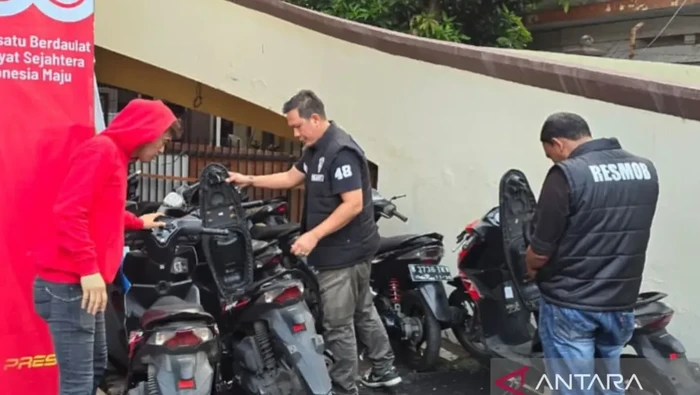 Puluhan motor yang disita dalam kejahatan curanmor di wilayah Jakarta Utara.