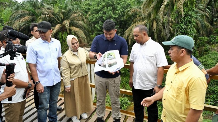 Gubsu Bobby tinjau jembatan di Kabupaten Langkat (Dok. Diskominfo Sumut)