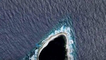 Citra satelit Google Maps di 2021 mengungkap bentuk segitiga hitam yang misterius di tengah Samudra Pasifik, memicu spekulasi liar tentang asal-usulnya. Foto: The Weird Unknown