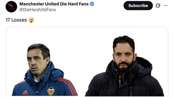 Bahkan prestasi Gary Neville saat melatih masih lebih baik dari Amorim. Foto: X.com