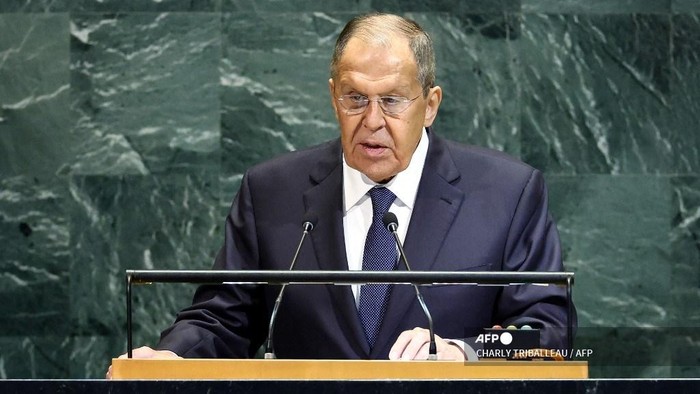 Menteri Luar Negeri Rusia Sergei Lavrov pidato di PBB (AFP/CHARLY TRIBALLEAU)