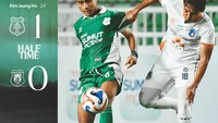 Gol pertama PSMS dicetak Kim Jeung Ho di menit ke-24 babak pertama. Gol ini menjadi satu-satunya gol yang tercipta hingga turun minum (Dok. Instagram Official PSMS Medan)