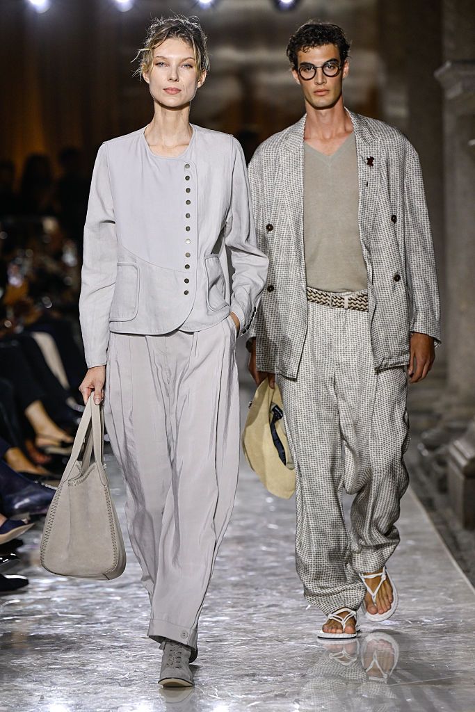 Models on the runway at the Giorgio Armani fashion show as part of Spring/Summer 2026 Milan Fashion Week on September 28, 2025 in Milan, Italy. (Photo by Giovanni Giannoni/WWD via Getty Images)