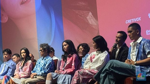 Konferensi pers film Rangga & Cinta. (CNBC Indonesia/Lynda Hasibuan)
