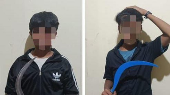 Polisi menggagalkan upaya tawuran remaja di Johar Baru, Jakpus. Dua remaja bawa celurit ditangkap dan diproses di Polsek Johar Baru. (dok Istimewa)