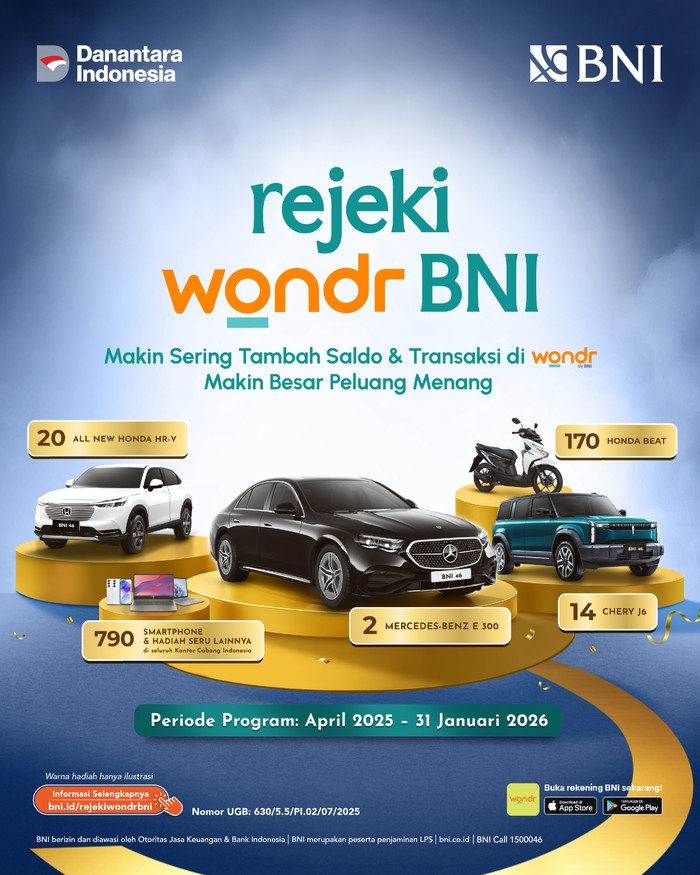 BNI Bagi Rejeki, Hadiah Mobil hingga Gadget Nunggu Nasabah Wondr