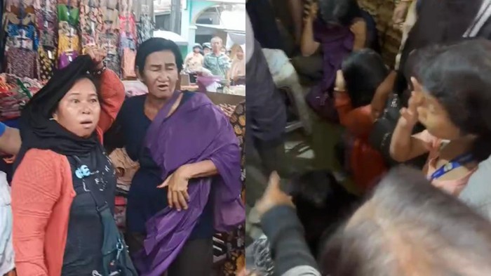 Emak-emak komplotan copet  diamankan warga saat beraksi di Pasar Talang Banjar, Kota Jambi