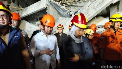 Momen Gubernur Khofifah Tinjau Bangunan Ponpes Al Khoziny Sidoarjo yang Ambruk