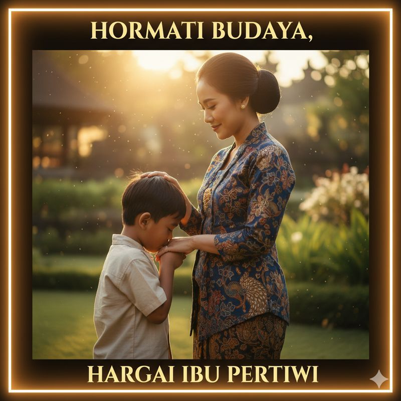 Ilustrasi poster Hari Batik (Gambar yang disajikan dalam artikel ini bukanlah foto asli hasil pemotretan, melainkan kreasi visual yang sepenuhnya dihasilkan oleh kecerdasan buatan Gemini AI).
