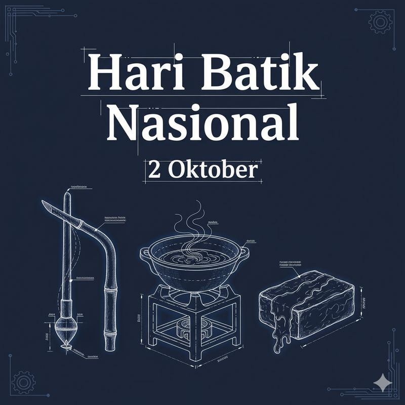 Ilustrasi poster Hari Batik (Gambar yang disajikan dalam artikel ini bukanlah foto asli hasil pemotretan, melainkan kreasi visual yang sepenuhnya dihasilkan oleh kecerdasan buatan Gemini AI).