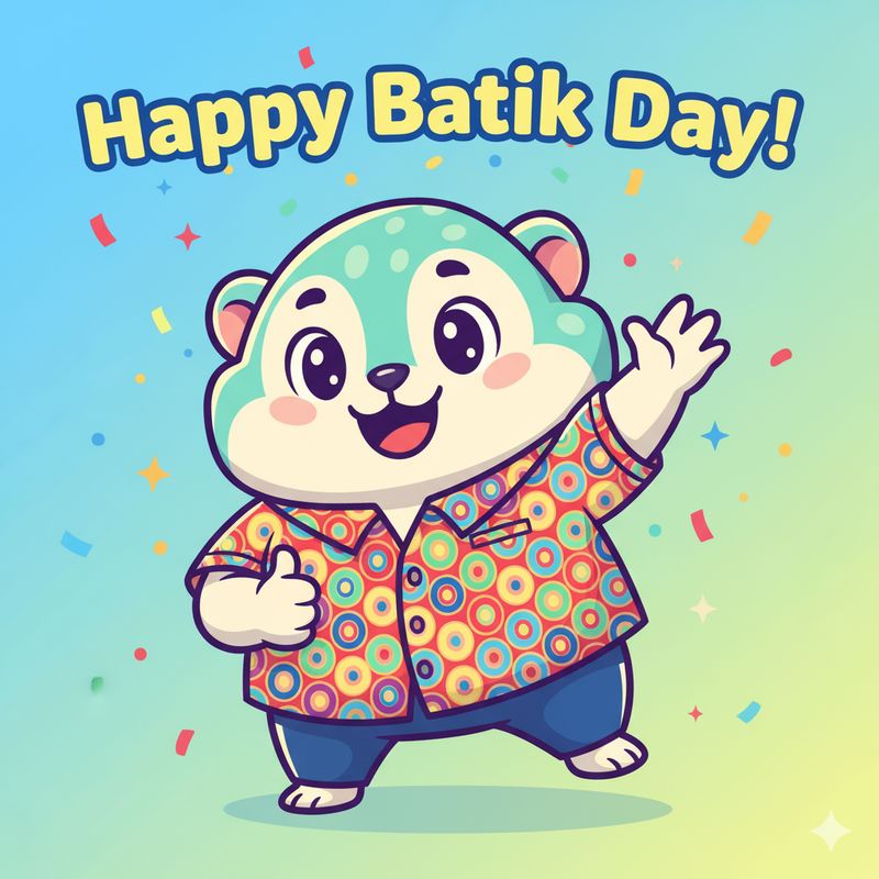 Ilustrasi poster Hari Batik (Gambar yang disajikan dalam artikel ini bukanlah foto asli hasil pemotretan, melainkan kreasi visual yang sepenuhnya dihasilkan oleh kecerdasan buatan Gemini AI).