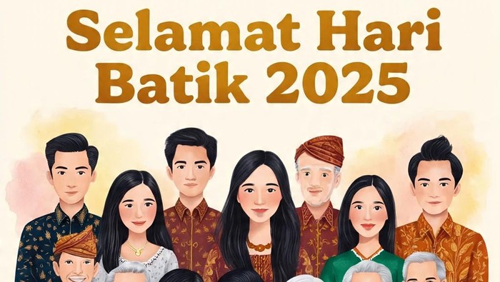 Ilustrasi poster Hari Batik (Gambar yang disajikan dalam artikel ini bukanlah visual buatan manusia, melainkan kreasi yang sepenuhnya dihasilkan oleh kecerdasan buatan Meta AI).