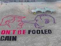 Video Gambar Trump dan Netanyahu Berhidung Panjang di Tel Aviv