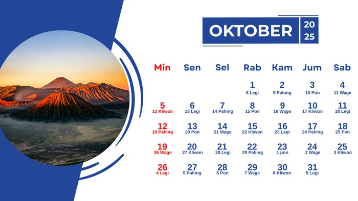 KALENDER JAWA OKTOBER 2025.