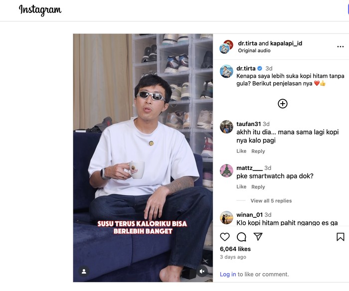 Ngopi Sebelum Olahraga? Ini Alasan Dr. Tirta Minum Kopi Hitam