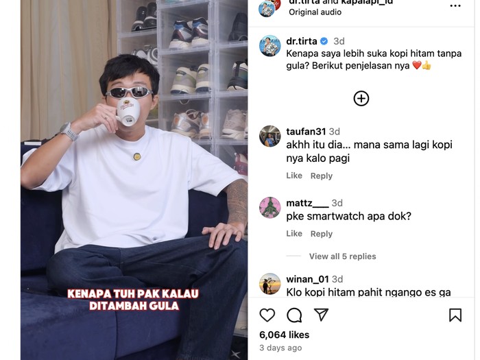 Rahasia dr. Tirta: Kopi Hitam Jadi PWO hingga Recovery