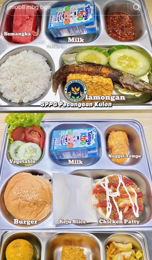 SPPG di berbagai daerah membagikan menu-menu harian MBG