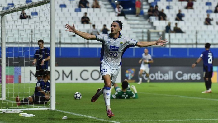 Andrew Jung usai mencetak gol ke gawang Bangkok United.
