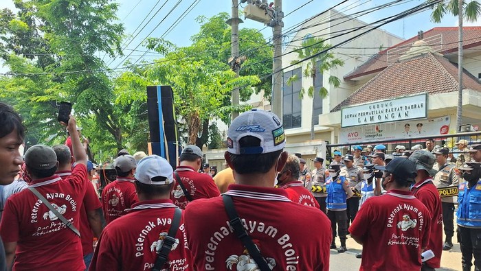 Demo peternak ayam di DPRD Lamongan.