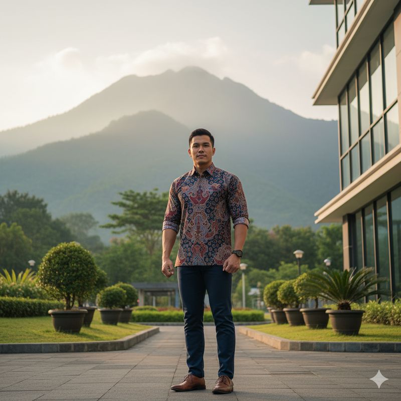 Ilustrasi berbusana batik (Gambar yang disajikan dalam artikel ini bukanlah foto asli/nyata hasil pemotretan, melainkan kreasi visual yang sepenuhnya dihasilkan oleh kecerdasan buatan Gemini AI).