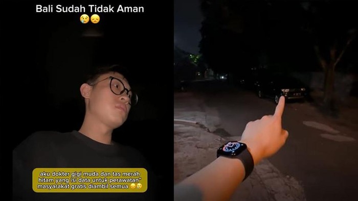 Tangkapan layar video dokter gigi muda, Cista Dibya, yang kaca mobilnya dipecah orang tak dikenal saat parkir di kawasan Renon, Denpasar, Bali. (Dok. Istimewa)