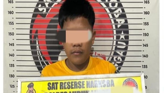 Tersangka AR saat diamankan polisi.