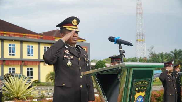 Upacara Hari Kesaktian Pancasila di Polres Rohul dipimpin Wakapolres Kompol I Made Juni Artawan, Rabu (1/10/2025).