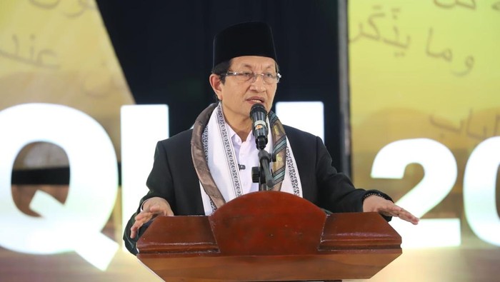 Menteri Agama Nasaruddin Umar saat membuka kegiatan MQK Internasional di Kabupaten Wajo.