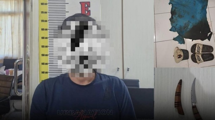 Pelaku yang menusuk pria di Lahat saat diamankan polisi