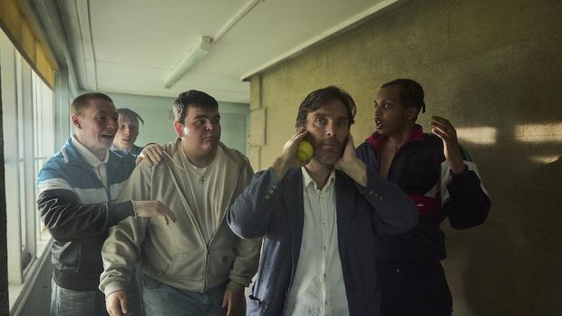 Stanton Wood. Cillian Murphy as Steve (Center-Right) inStanton Wood. Cr. Robert Viglasky/Netflix© 2025.