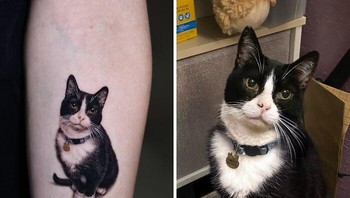 Tak sedikit yang mencarinya untuk membuat tato hewan peliharaannya yang telah berpulang. Foto: tattooist_yeono via Bored Panda