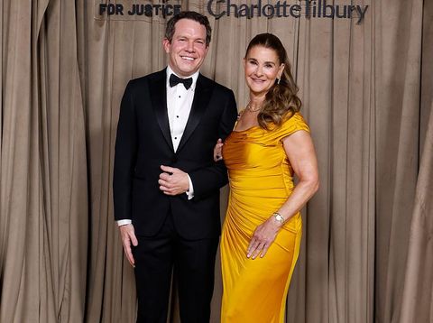 LONDON, ENGLAND - OCTOBER 03: Philip Vaughn and Melinda French Gates attend the Clooney Foundation for Justice's The Albies at the Natural History Museum on October 03, 2025 in London, England.  (Photo by Hoda Davaine/Getty Images for The Clooney Foundation For Justice )