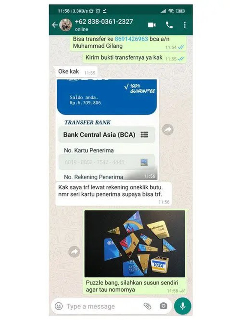 Chat WhatApp Penipuan Online